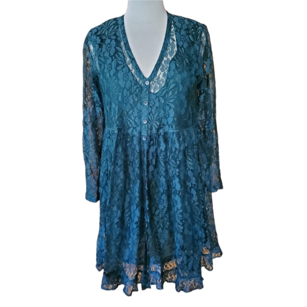 1980s Nostalgia Green Lace Rayon Dress